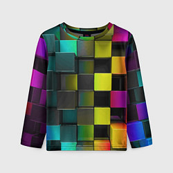 Лонгслив детский Colored Geometric 3D pattern, цвет: 3D-принт