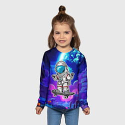 Лонгслив детский Космонавт - скейтер, цвет: 3D-принт — фото 2