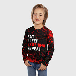 Лонгслив детский Eat Sleep Tsushima Repeat - Краска, цвет: 3D-принт — фото 2