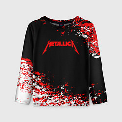 Лонгслив детский Metallica текстура белая красная, цвет: 3D-принт