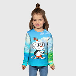 Лонгслив детский Cuphead сердитая чашечка, цвет: 3D-принт — фото 2