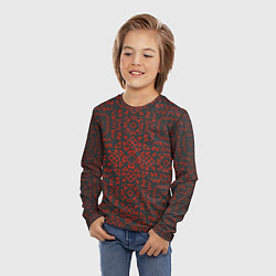 Лонгслив детский КРАСНЫЕ ЛИНИИ ПАТТЕРН, цвет: 3D-принт — фото 2