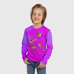 Лонгслив детский Детские воробушки на цветном фоне, цвет: 3D-принт — фото 2