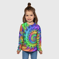 Лонгслив детский Красочная фрактальная спираль Узор Colorful fracta, цвет: 3D-принт — фото 2