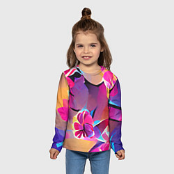 Лонгслив детский Тропические краски Цветы, цвет: 3D-принт — фото 2