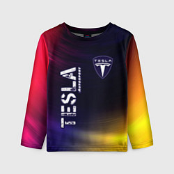 Лонгслив детский ТЕСЛА Tesla Autosport Звезды, цвет: 3D-принт
