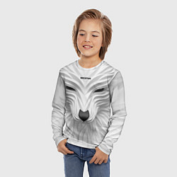 Лонгслив детский Волк белый - с надписью, цвет: 3D-принт — фото 2
