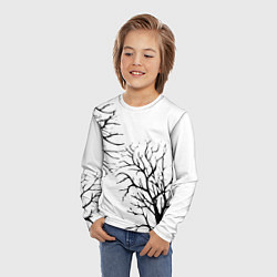 Лонгслив детский Черные ветки деревьев на белом фоне, цвет: 3D-принт — фото 2