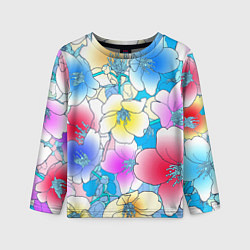 Лонгслив детский Летний цветочный паттерн Fashion trend 2025, цвет: 3D-принт