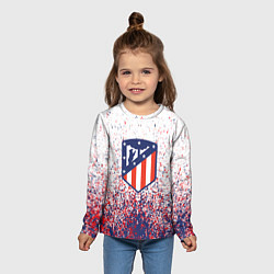 Лонгслив детский Atletico madrid logo брызги красок, цвет: 3D-принт — фото 2