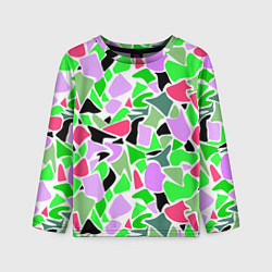 Лонгслив детский Abstract pattern green pink spots, цвет: 3D-принт