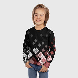 Лонгслив детский Geometric pattern черно-коричневый узор Ромбы, цвет: 3D-принт — фото 2