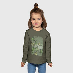 Лонгслив детский Нежные акварельные листья, цвет: 3D-принт — фото 2
