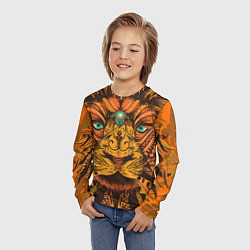 Лонгслив детский Африканский Лев Морда Льва с узорами Мандала, цвет: 3D-принт — фото 2