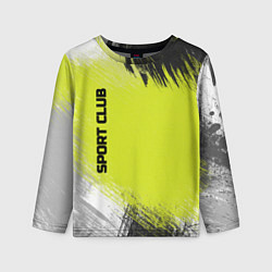 Лонгслив детский Sports club gray green pattern, цвет: 3D-принт