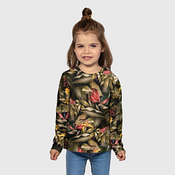 Лонгслив детский Райский сад цветы и фрукты, цвет: 3D-принт — фото 2