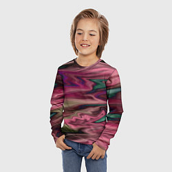 Лонгслив детский Абстрактный размытый узор в розово-зеленых цветах, цвет: 3D-принт — фото 2