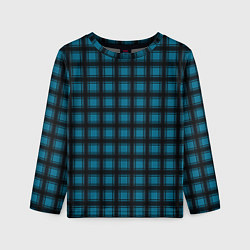 Лонгслив детский Black and blue plaid, цвет: 3D-принт