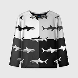 Лонгслив детский Стая акул - pattern, цвет: 3D-принт