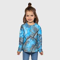 Лонгслив детский Растрескавшаяся поверхность голубого цвета, цвет: 3D-принт — фото 2