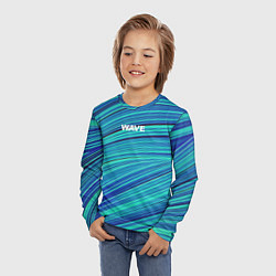 Лонгслив детский Абстрактные волны Wave - бирюзовые, цвет: 3D-принт — фото 2