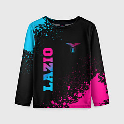 Лонгслив детский Lazio - neon gradient: символ и надпись вертикальн, цвет: 3D-принт