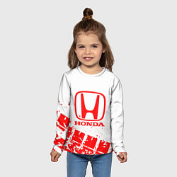 Лонгслив детский Honda - красный след шины, цвет: 3D-принт — фото 2
