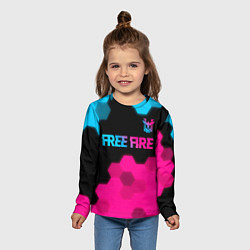 Лонгслив детский Free Fire - neon gradient: символ сверху, цвет: 3D-принт — фото 2