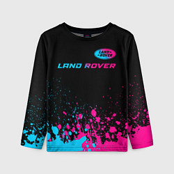 Лонгслив детский Land Rover - neon gradient: символ сверху, цвет: 3D-принт