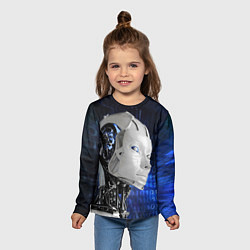 Лонгслив детский Голова робота - киберпанк, цвет: 3D-принт — фото 2