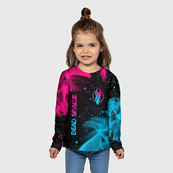 Лонгслив детский Dead Space - neon gradient: символ и надпись верти, цвет: 3D-принт — фото 2