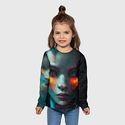 Лонгслив детский Лицо женщины - киборга, цвет: 3D-принт — фото 2