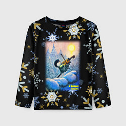 Лонгслив детский Новый год птичка со скрипкой, цвет: 3D-принт