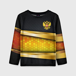 Лонгслив детский Black & gold - герб России, цвет: 3D-принт