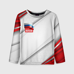 Лонгслив детский Red & white флаг России, цвет: 3D-принт