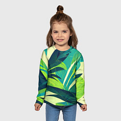 Лонгслив детский Яркие тропические листья пальмы, цвет: 3D-принт — фото 2