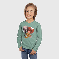 Лонгслив детский Абстрактные цветы на сером, цвет: 3D-принт — фото 2