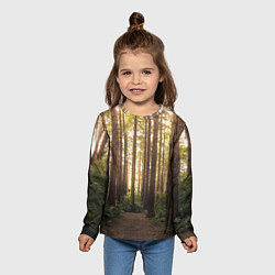 Лонгслив детский Дневной лес, деревья и свет, цвет: 3D-принт — фото 2