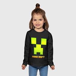 Лонгслив детский Minecraft: neon logo, цвет: 3D-принт — фото 2
