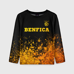 Лонгслив детский Benfica - gold gradient: символ сверху, цвет: 3D-принт