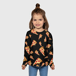 Лонгслив детский Куски пиццы на черном фоне, цвет: 3D-принт — фото 2
