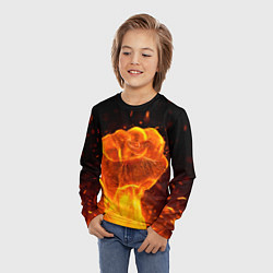 Лонгслив детский Кулак в огне, цвет: 3D-принт — фото 2