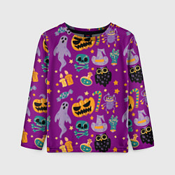Лонгслив детский Happy Halloween - holiday pattern, цвет: 3D-принт