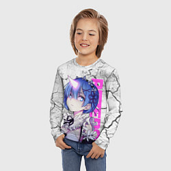 Лонгслив детский Ре Зеро - Рем - Режим берсерк, цвет: 3D-принт — фото 2