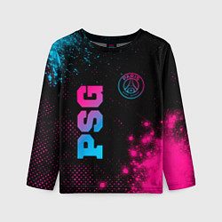 Лонгслив детский PSG - neon gradient: надпись, символ, цвет: 3D-принт