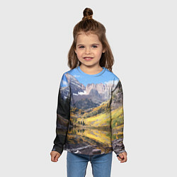 Лонгслив детский Красивая река между гор, цвет: 3D-принт — фото 2