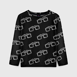 Детский лонгслив Модные очки черно-белый узор