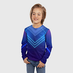 Лонгслив детский Глубокий синий с неоновыми полосами, цвет: 3D-принт — фото 2