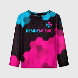 Лонгслив детский Resident Evil - neon gradient: символ сверху, цвет: 3D-принт