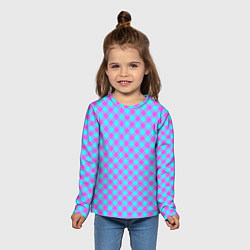 Лонгслив детский Фиолетовые и голубые квадратики, цвет: 3D-принт — фото 2